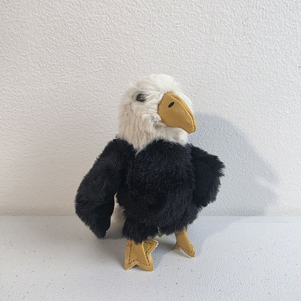 Vintage Folkmanis Eagle Black White Finger Puppet Plush